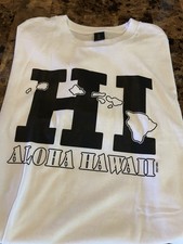 Hawaiian T-shirt Small Brand New White Cotton Hawaii Theme Free Ship From HI