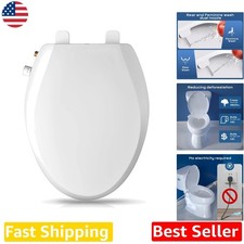 Elongated Bidet Toilet Seat, Dual Nozzle Non-Electric, Quiet-Close, Adjustabl...