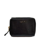 agnes b VOYAGE Tri-fold Wallet Cowhide Leather Black Women's MW02-02