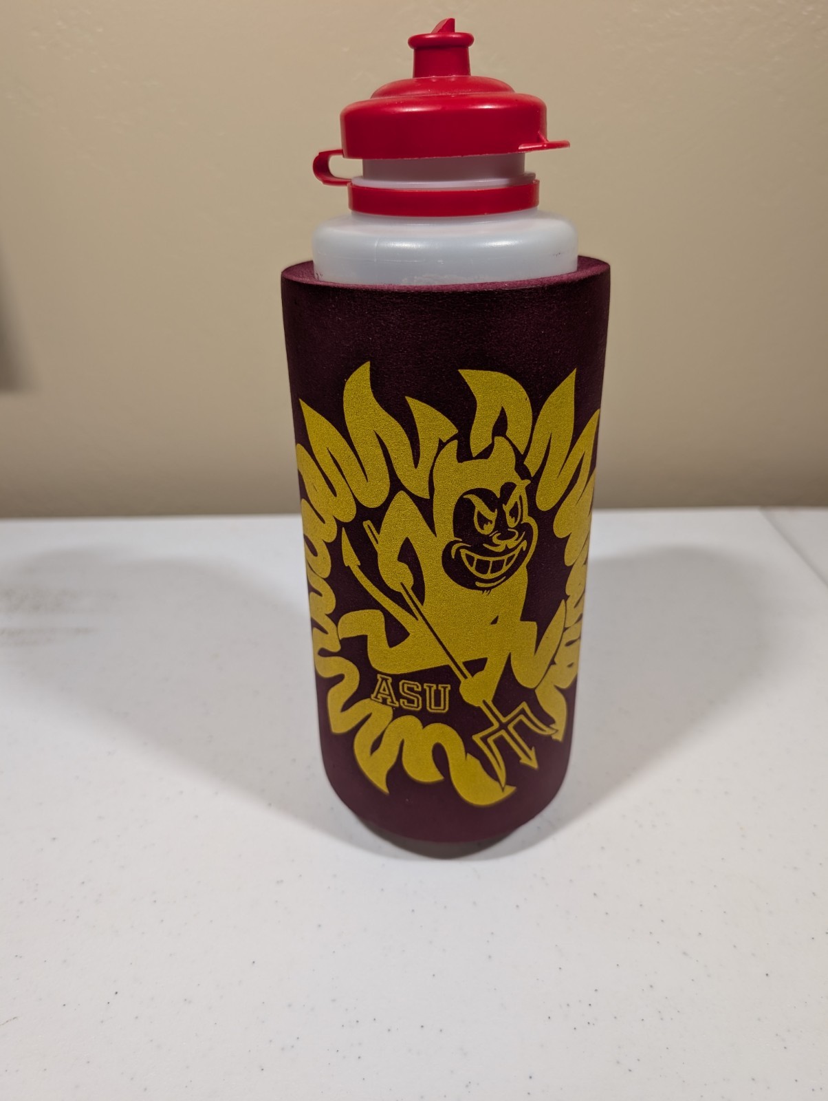 ASU Sun Devils 32oz Water Bottle/ Foam Coozie Featuring Vintage Sparky