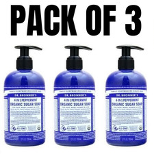 Dr. Bronner s Organic Sugar Soap Peppermint 12 fl. oz Pack of 3