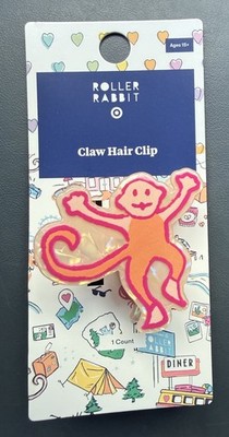Roller Rabbit Target Claw Hair Clip ROAD TRIP Monkey Ships Today Orange