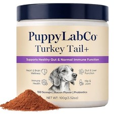 Puppy Lab Co Turkey Tail Mushroom Powder Supplement for Dogs, Gut  Immune