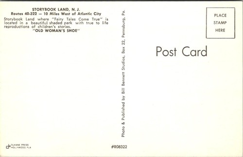 Storybook Land New Jersey NJ Routes 40-322 Old Womans Shoe 1970s Postcard - Picture 2 of 2