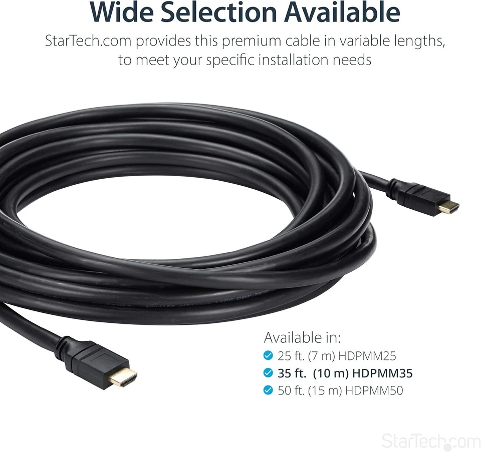 StarTech 35ft Plenum Rated HDMI Cable, 4K30 UHD, 10.2 Gbps In-Wall HDMI 1.4 Cord - Image 4 of 4