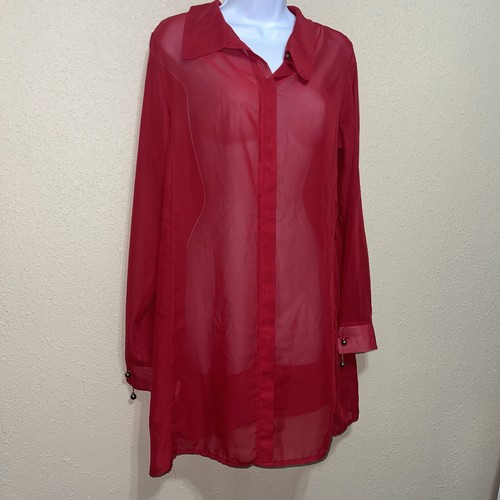 butik 72- 79 blouse Long Tunic Shirt Top Blouse red new sz 38 new - Bild 2 von 8