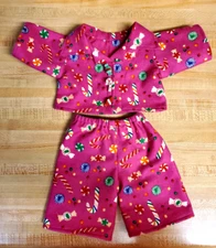 PINK CHRISTMAS CANDY FLANNEL pjs for 16" CPK Cabbage Patch Kids W/ CANDY BUTTONS