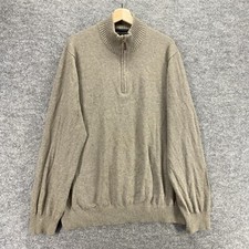 Eddie Bauer Sweater Men TXL Tall Big Beige High Neck Knit Zipper Long Sleeve