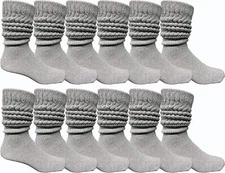 12 Pairs Yacht & Smith Men's Cotton Extra Heavy Slouch Socks, Boot Sock