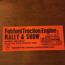 Car Sticker Fairford Traction Engine Rally & Show Poster August 1981 (c)