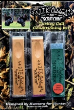 JTK OUTDOORS TURKEY CALL CONDITIONING KIT/STONE CHERRY WOOD W/CHALK