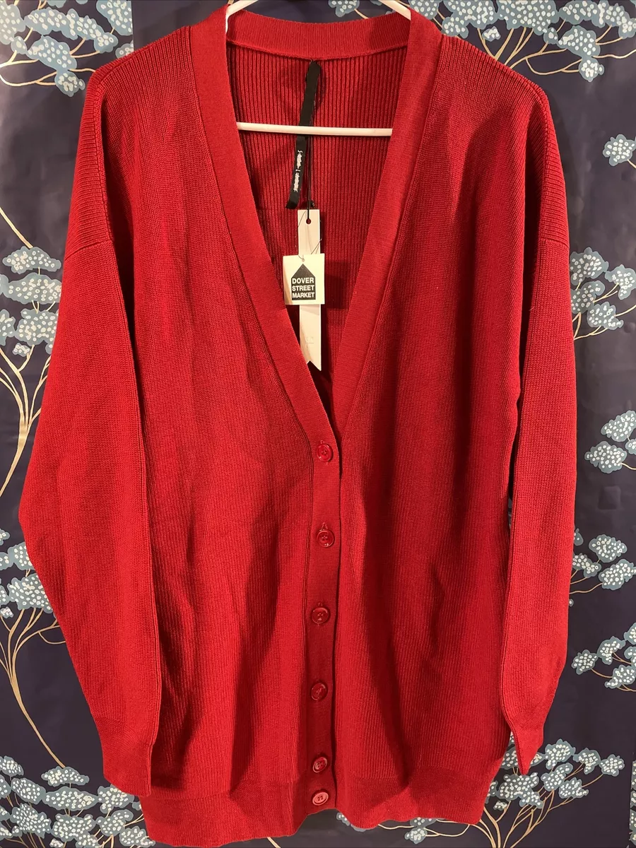 Sara Lanzi Fine Knit 100 Merino Wool Cardigan Sweater in Red