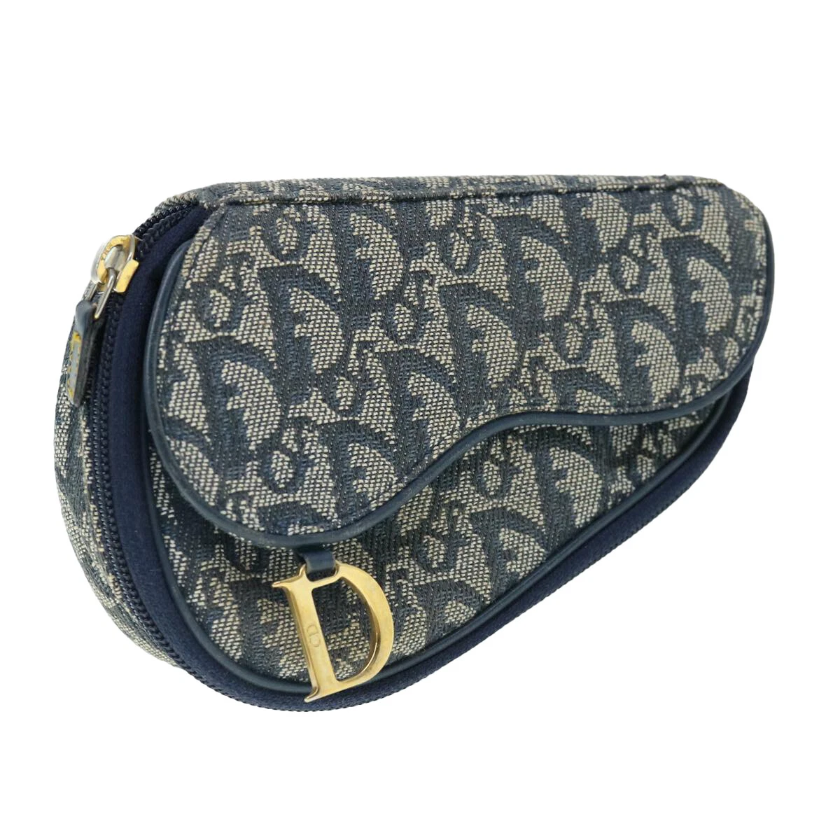 Pochette de selle toile Christian Dior trotteur marine authentique 61918