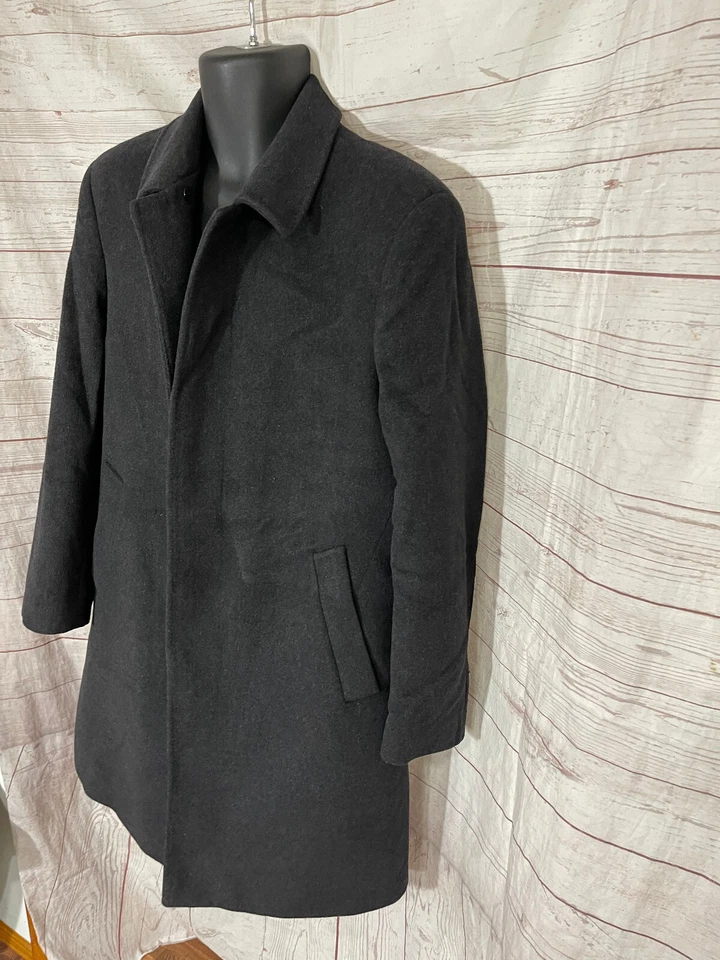 John W. Nordstrom Men’s Dark Gray 100% Wool Collared Buttons Closure Coat Sz 42S - Image 3 of 4