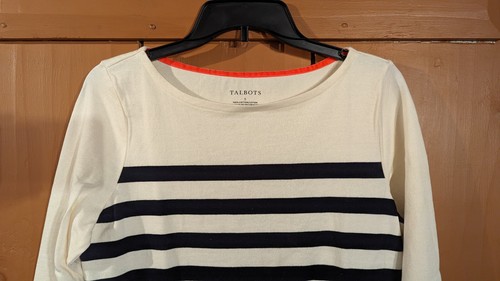 NEW TALBOTS Authentic Winter Multicolor Striped Long Sleeve Shirt Women's Small - Picture 2 of 7