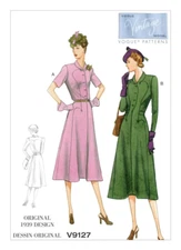 Vogue V9127 Misses Retro 1939s Dress Sewing Pattern  Size 14-22/ UNCUT