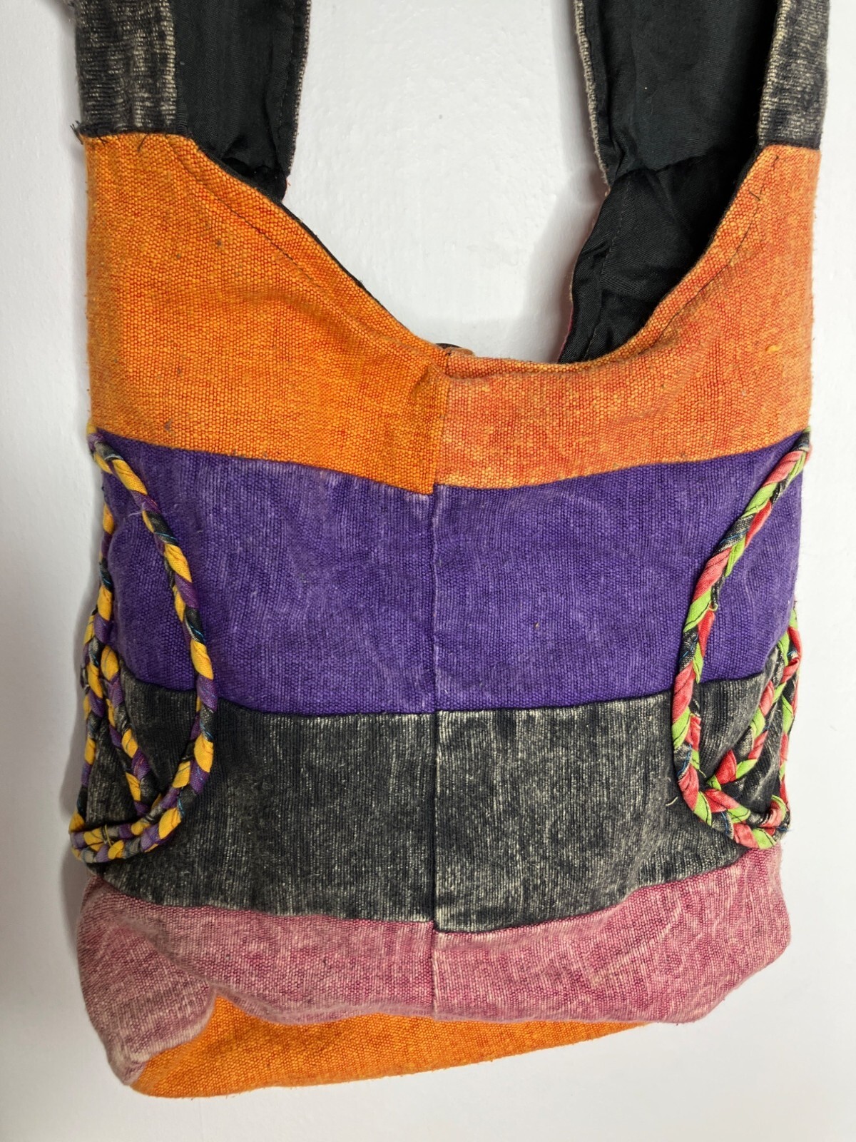 Handmade Patchwork Cotton Sling Bag zippered Purs… - image 7
