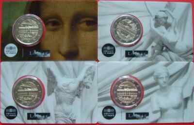 France 2025 year 4 x coin card 2 euro The Louvre Museum | eBay