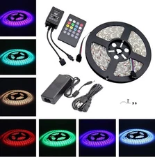 5M Black PCB 5050 RGB Waterproof Light Bar+20Key Music Controller+5A Power Kit 