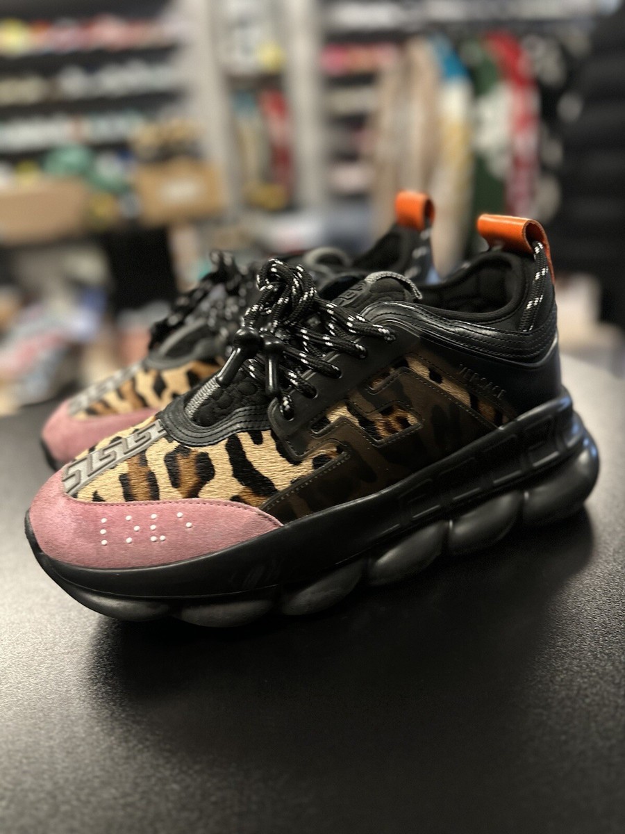 Size 42EU/9US Versace Chain Reaction Leopard Print $1350 Retail