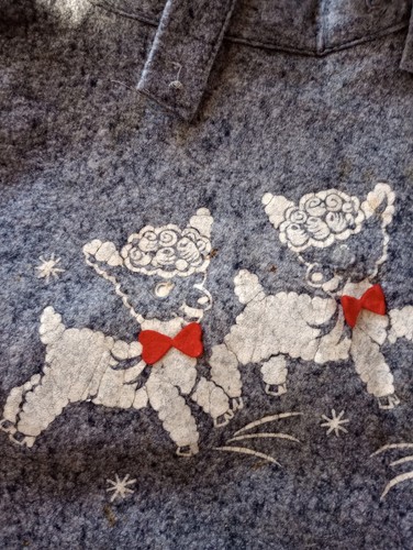 Vintage 50s 60s Lambs Gray Felt Print Skirt — - Picture 3 of 18