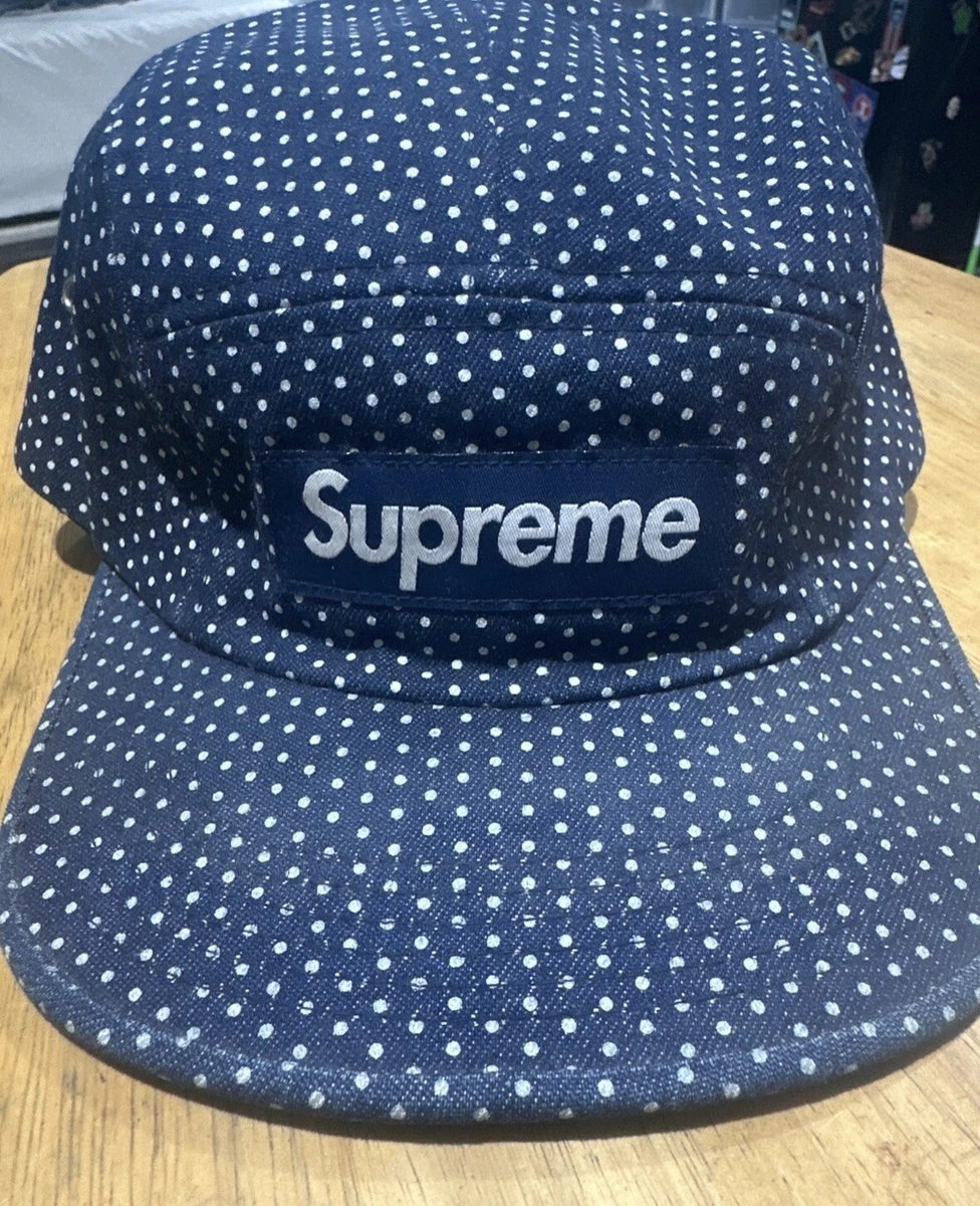 Supreme polka dot Hat - Navy / White - BOX LOGO 5 Panel Camp Cap