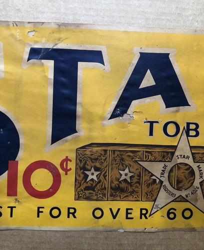 Rare Antique Vintage STAR TOBACCO 10 ct Original Paper Litho Sign Cigar Company - Picture 3 of 8