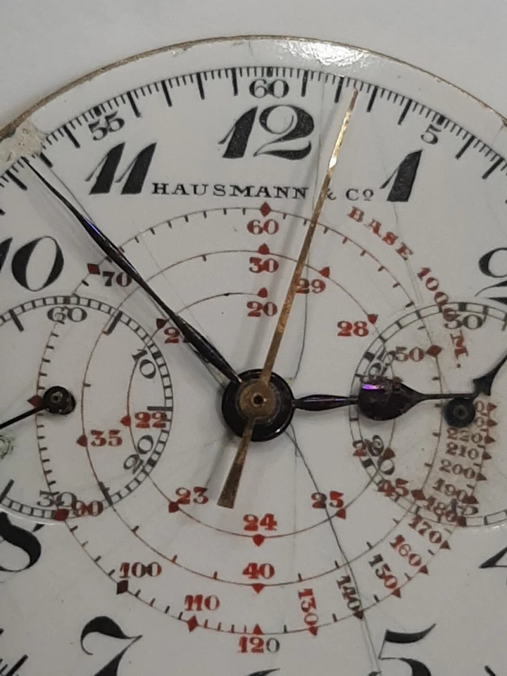 Hausmann & Co movimento Crono Monopulsante Non Funzionante X RICAMBI Raro - Immagine 2 di 4