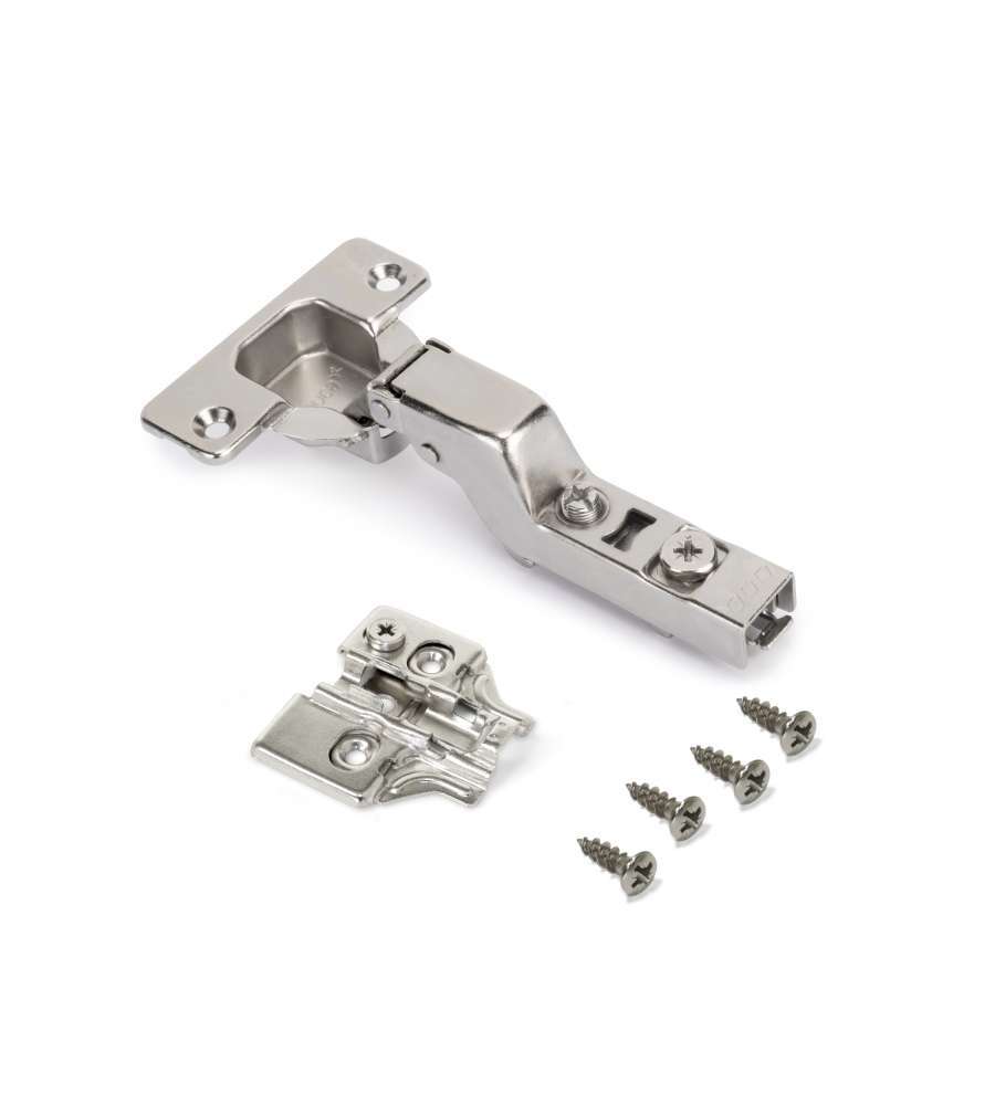 Emuca Kit cerniera collo alto X92 con chiusura ammortizzata e basetta, Basetta a