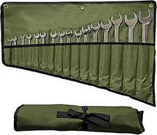 16 Pockets Wrench Roll up Pouch, Wrench Roll Organizer and Tool Storage, Rolled