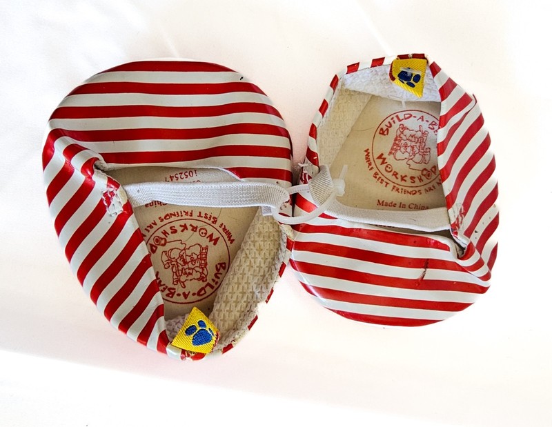 Build-A-Bear Workshop red and white striped ballet flat shoes