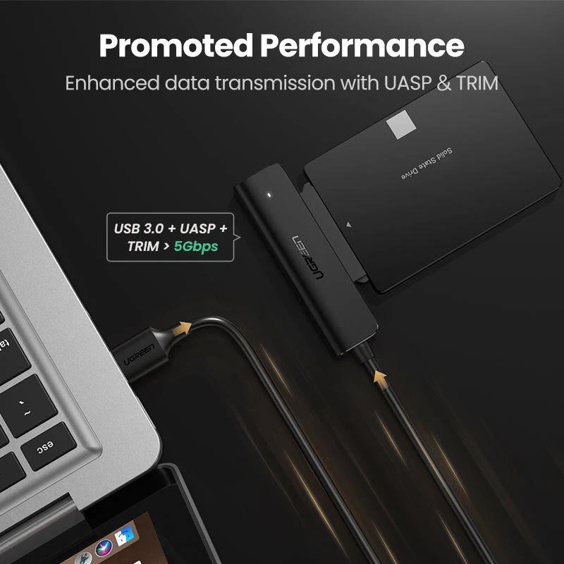 USB 3.0 to SATA Adapter for 2.5" HDD, SSD, UGREEN/70609 - Image 3 of 4