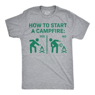 Mens Funny T Shirts How to Start A Campfire Sarcastic Camping Graphic Novelty