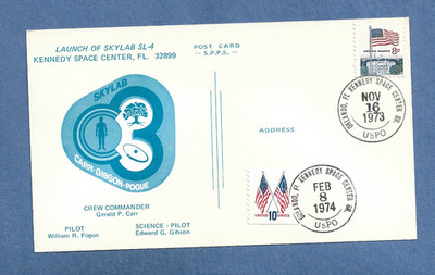 SKYLAB 4 LAUNCH & RETURN NOV 16,1973 FEB 8,1974 KSC VIP SPACE CARD  NASA