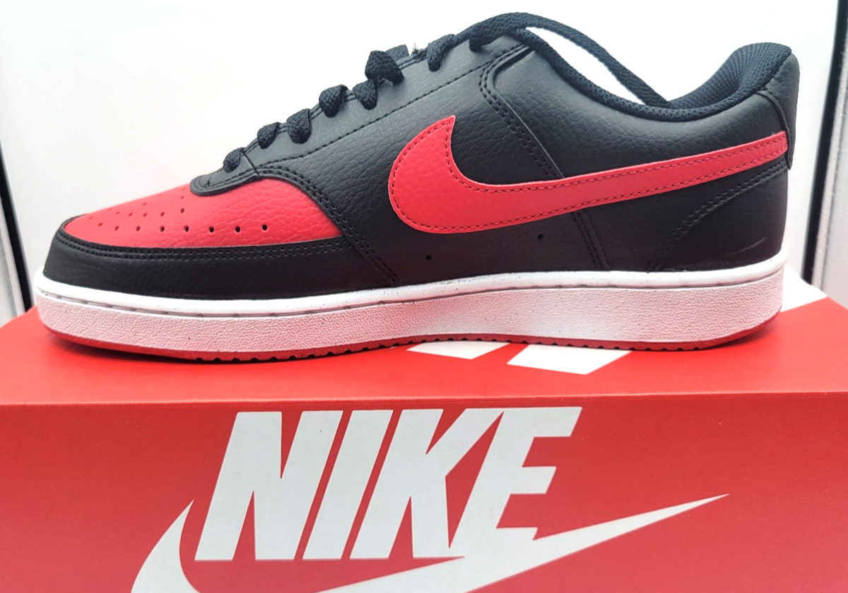 NIKE COURT VISION LOW NN MENS SZ 11.5 BLACK UNIVERSITY RED NEW