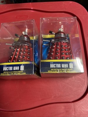 Doctor Who Red Dalek Ornament Glass 2014 Kurt Adler BBC DW4112 Sci-Fi Xmas 2 Lot