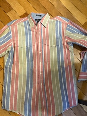 Dover By Arrow  Multicolor Striped Button-Up Shirt Made In USA Size large