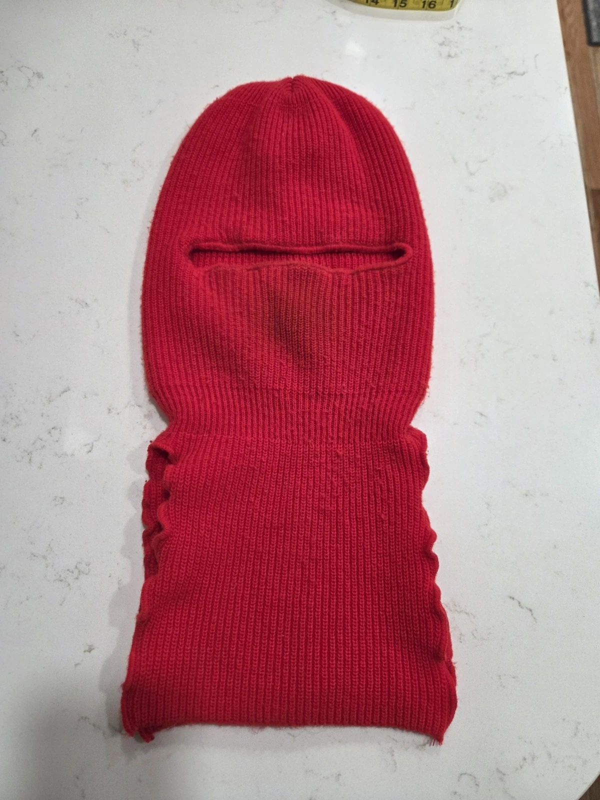 Vintage 1970's Red Balaclava Knit Ski Cap Extra Long