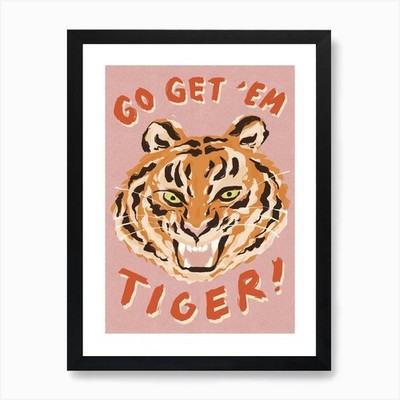 Go Get Em Tiger Kinderzimmer Kunstdruck gerahmt Wandbild Poster Leinwanddruck Bild