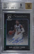 2016 Panini Donruss Optic Green Prizm 2/5 Karl-Anthony Towns BGS 9 MINT Auto 1s6