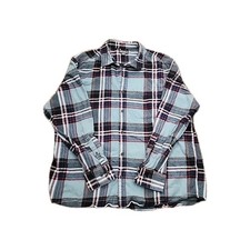 Eddie Bauer Mens Size 2XL Blue Red Black Button Up Plaid Flannel Shirt Pocket