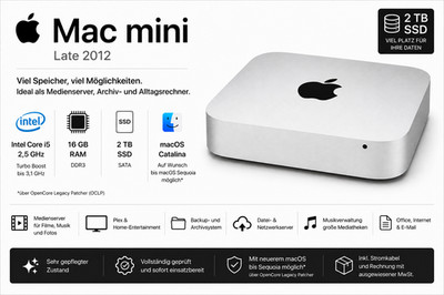 Apple Mac Mini  Intel Core i5-3210M 2,6Ghz 16GB RAM 2TB SSD  100% gewartet MwSt.