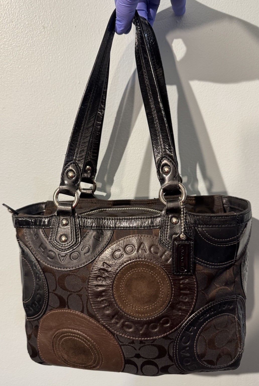 COACH Vintage Circle Patchwork Tote Shoulder Hand… - image 4