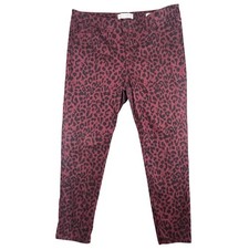 Social Standard by Sanctuary Women's Ankle Skinny Jeans Size 12 Maroon Leopard