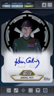 Star Wars Card Trader Topps Meiyo Honor Die Cut Signatures 50cc Admiral Piett