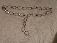 Vintage 1980s Adjustable Chain Belt Silver Tone Twisted Rope 40" Lt Weight Metal