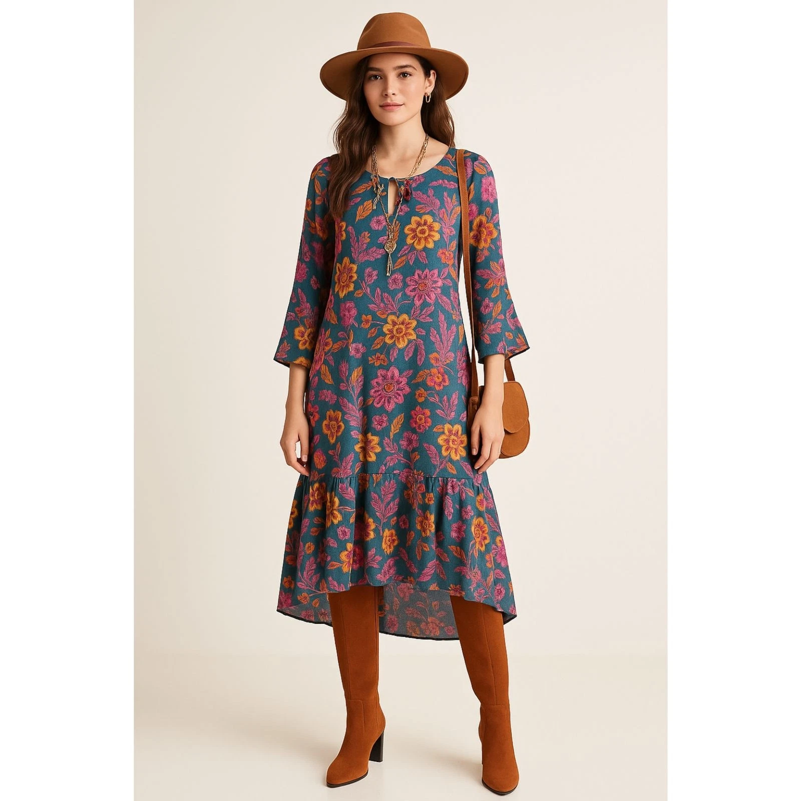 VETEMENTS Abito midi floreale medio Anthropologie sempre verde colorato boho