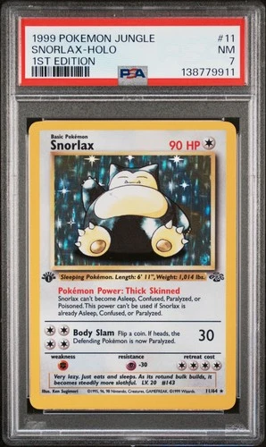 1999 POKEMON JUNGLE 1ST ED #11 SNORLAX-HOLO PSA 7
