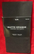 White House Back Market Control Top Tights Matte Opaque Black size S/M