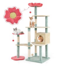 Flower Cat Tree w/Cosy Condo Sisal Scratching Posts Padded Flower-shaped Perch